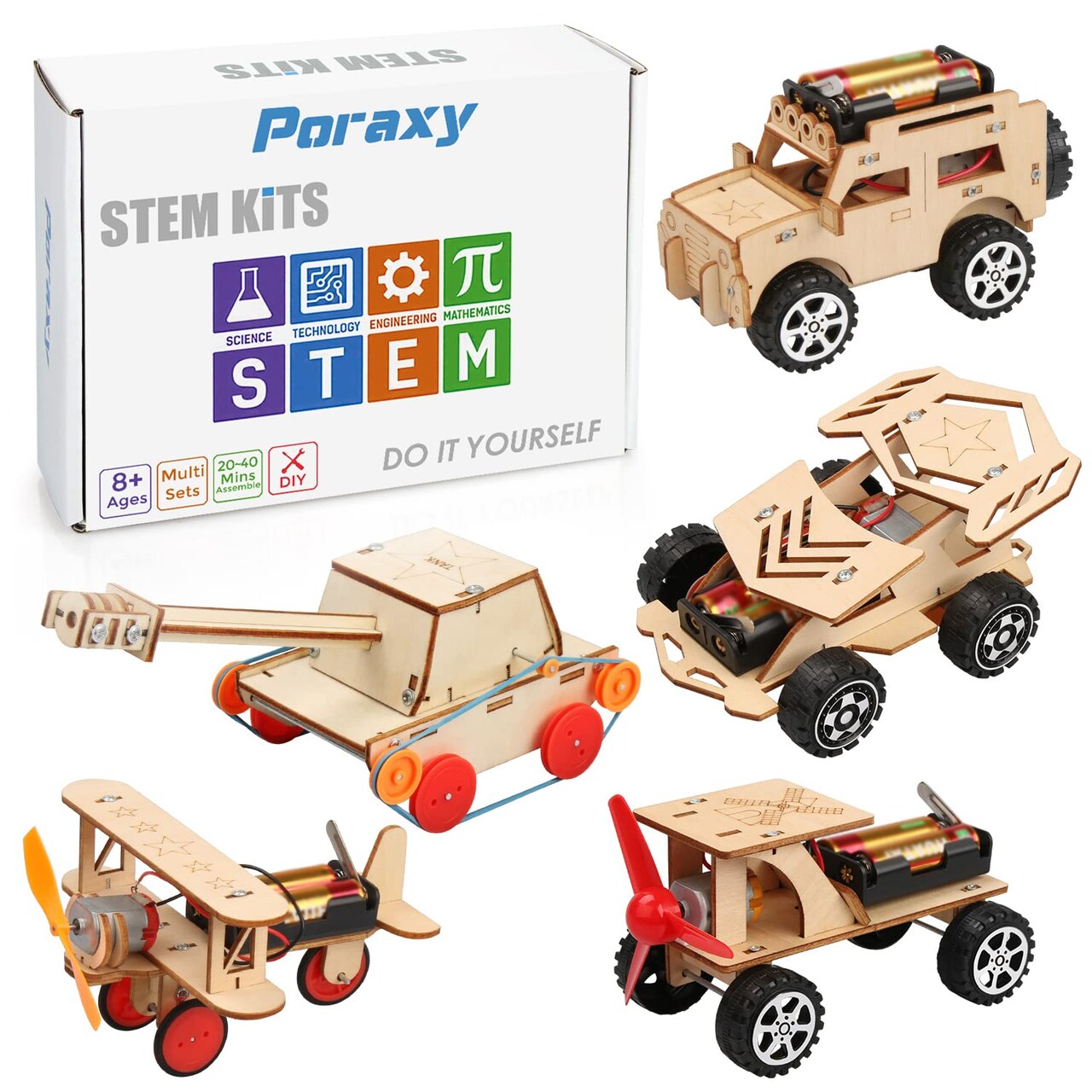 5 in 1 STEM Kits, STEM Projects for Kids Ages 8-12, Wooden Model Car Kits,  Gifts for Boys 8-10, 3D Puzzles, Science Educational Crafts Building Kit,  Toys for 8 9 10 11 12 13 Year Old Boys and Girls